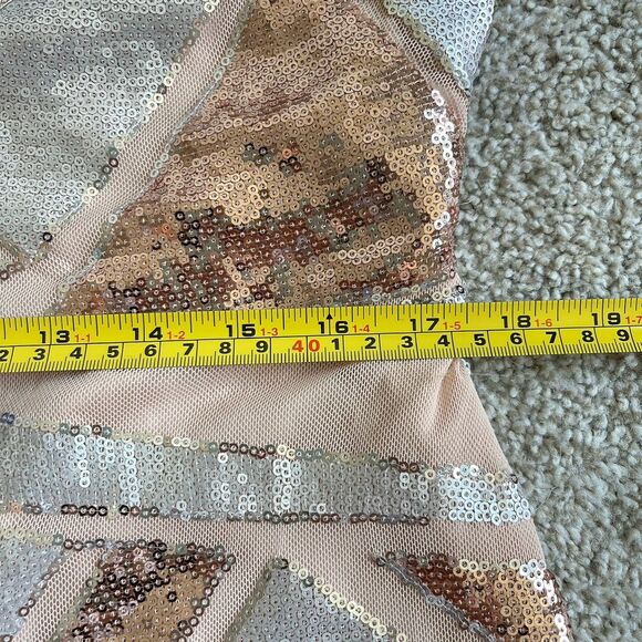 Vince Camuto 14 Sequins Cocktail Party Sheath Dress Silver Rose Gold Holiday - Picture 14 of 15